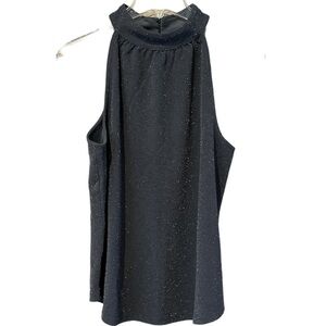 NWT Maurices Sleeveless Gray Metallic Knit Top High Neck Buttons Keyhole Size M